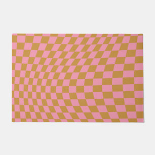 Controleer roze Mustard Checkerboard van het Patro Deurmat