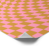 Controleer roze Mustard Checkerboard van het Patro Poster (Hoek)