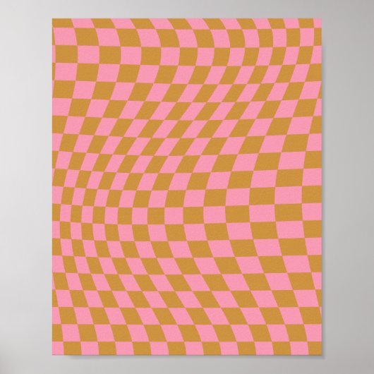 Controleer roze Mustard Checkerboard van het Patro Poster (Voorkant)