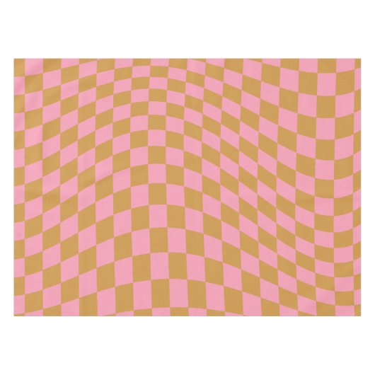 Controleer roze Mustard Checkerboard van het Patro Tafelkleed (Voorkant (Horizontaal))