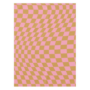 Controleer roze Mustard Checkerboard van het Patro Tafelkleed