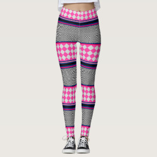 Controleer strepen Harlequin gemengd patroon ontwe Leggings