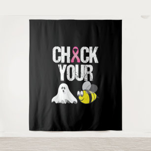 Controleer uw boe bijen Funny Breast Cancer Hallow Wandkleed