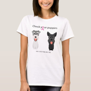 Controleer uw Puppies Funny Breast Cancer Bewusthe T-shirt