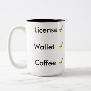 Controlelijst om niet te vergeten tweekleurige koffiemok