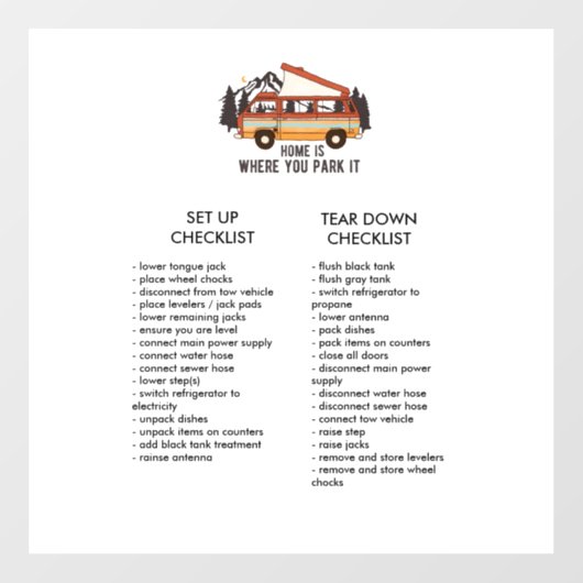 Controlelijst RV Trailer bewerkbaar instellen en a Raamsticker (Vel)