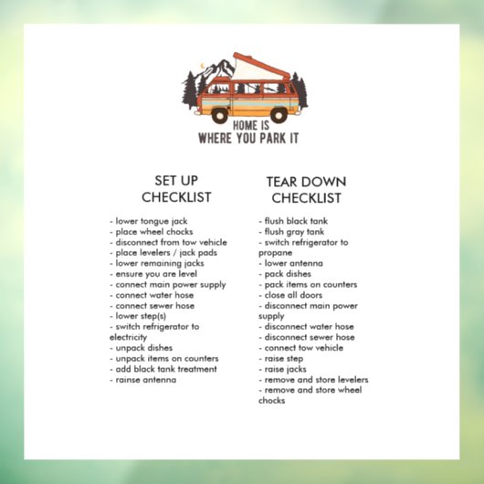 Controlelijst RV Trailer bewerkbaar instellen en a Raamsticker (Vel 3)