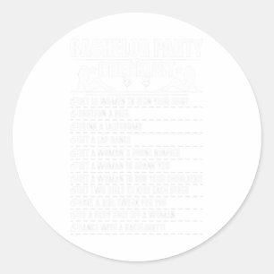 Controlelijst vrijgezellenfeest bruidegom grap man ronde sticker