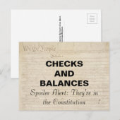 Controles en evenwichten in de grondwet Verzet Briefkaart (Voorkant / Achterkant)