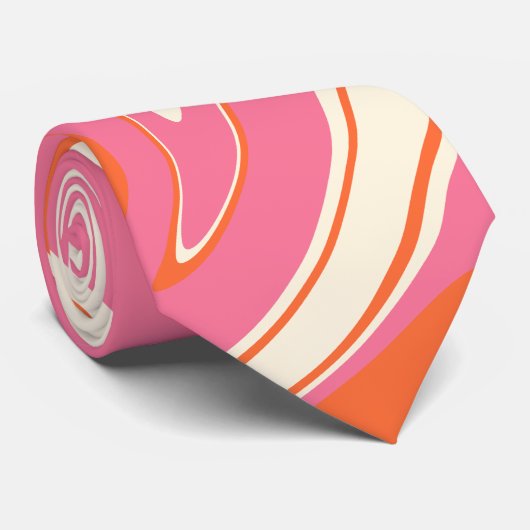 Controles en ronddraaiingen - Roze, Oranje en crèm Stropdas (Opgerold)