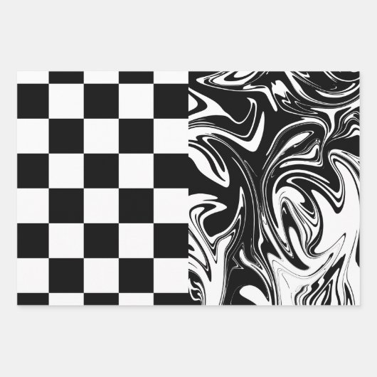 Controles en zwenken - zwart en wit inpakpapier vel (Voorkant)