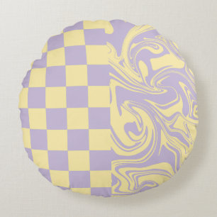 Controles en zwoegen - Pastel, geel en Paars Rond Kussen