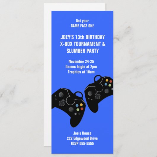 Contrôleur de jeu vidéo Invitation d'anniversaire (Devant / Derrière)