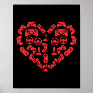 Controller Hart Valentijnsdag Cool Gaming Gamer Poster