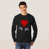 Controller hartvideo gamers Funny Valenines Day T-shirt (Voorkant volledig)