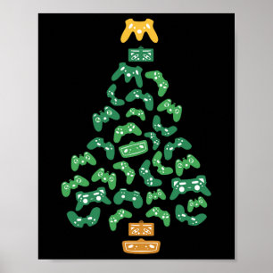 Controller Kerstboom Pyjama Cool Xmas Gaming Poster
