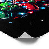 Controller Santa Hat Kerstmis Gaming X-mas Gamer Poster (Hoek)
