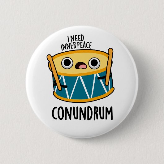 Conundrum Funny Drummer Drum Pun Ronde Button 5,7 Cm (Voorkant)