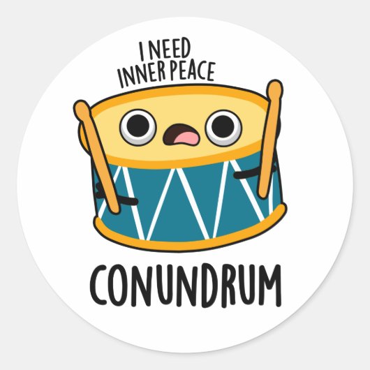 Conundrum Funny Drummer Drum Pun Ronde Sticker (Voorkant)