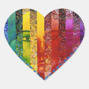 Conundrum I - Abstracte regenboog Vrouw Godin Hart Sticker