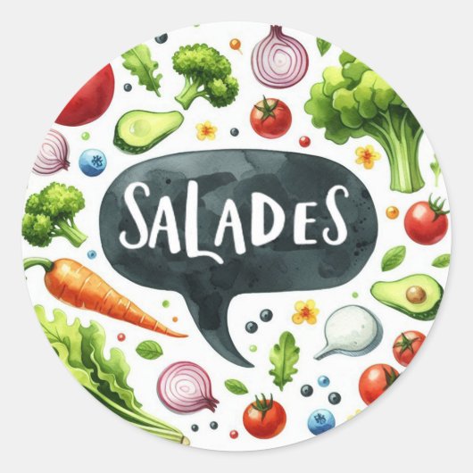 Conventionele ronde stickers (Salades) (Voorkant)