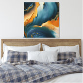 Convergence – Abstracte velden van beweging en gou Canvas Afdruk (Insitu (Slaapkamer))