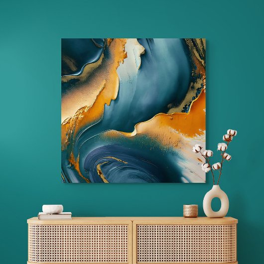 Convergence – Abstracte velden van beweging en gou Canvas Afdruk