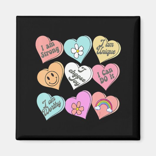 Conversation Hearts Groovy Valentines Day Cute Tea Magneet (Voorkant)