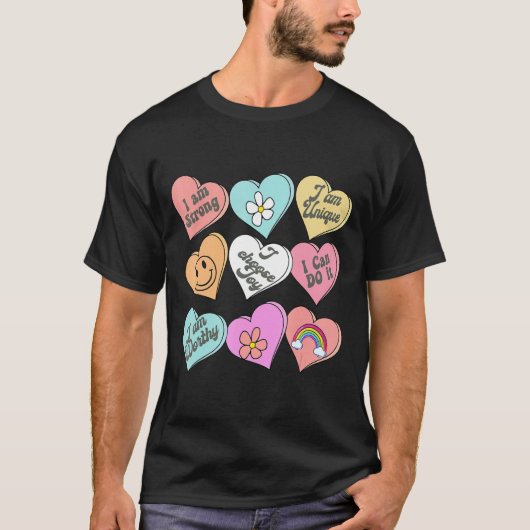 Conversation Hearts Groovy Valentines Day Cute Tea T-shirt (Voorkant)