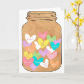 Conversation Hearts in een Jar Wenskaart Kaart (Gele Bloem)