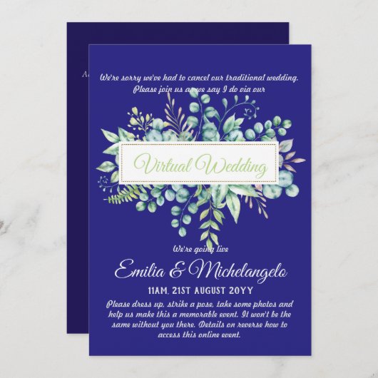 Conversation vidéo Mariage virtuel Invitations en  (Devant / Derrière)