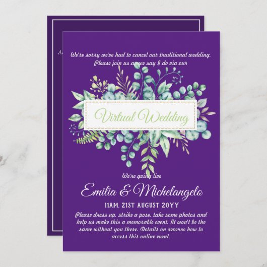 Conversation vidéo Mariage virtuel Invitations en  (Devant / Derrière)