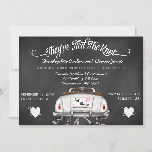  Converteerbaar Chalkboard Post Wedding Invite Kaart (Voorkant)