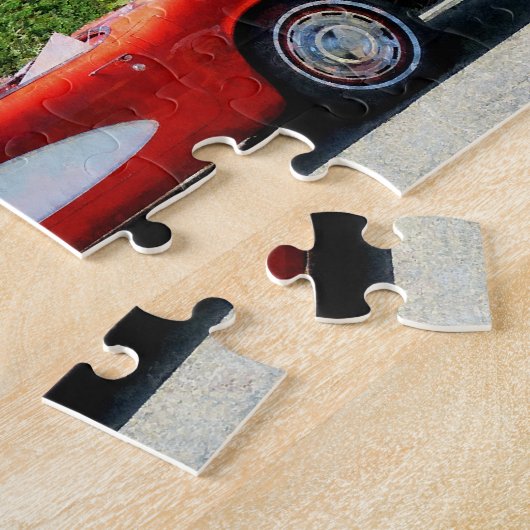 Converteerbaar rood en wit legpuzzel (Zijkant)