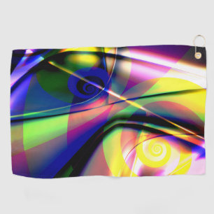 Convex verdraaid blauw een geel spiraaltje op roze golfhanddoek