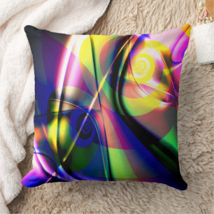 Convex verdraaid blauw een geel spiraaltje op roze kussen