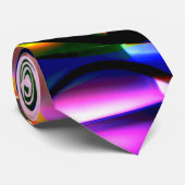 Convex verdraaid blauw een geel spiraaltje op roze stropdas (Opgerold)