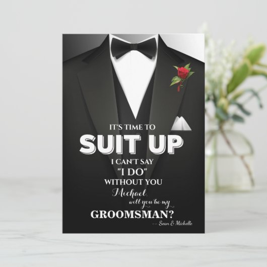 Convient À Groomsman Tuxedo Invitation (Debout devant)