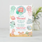 Convite de Aniversário da Sereia Kaart (Staand voorkant)