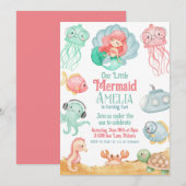 Convite de Aniversário da Sereia Kaart (Voorkant / Achterkant)