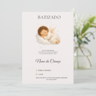 Convite de Batizado Anjinho Personalizado Kaart