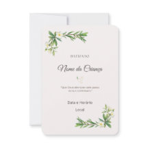 Convite de Batizado Floral Elegante | Personalizad