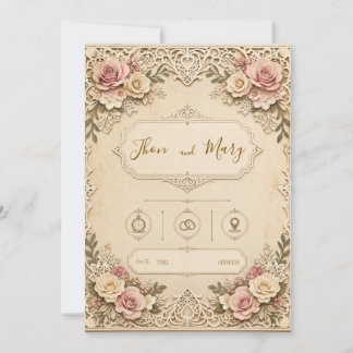Convite de Casamento Moderno Floral Kaart