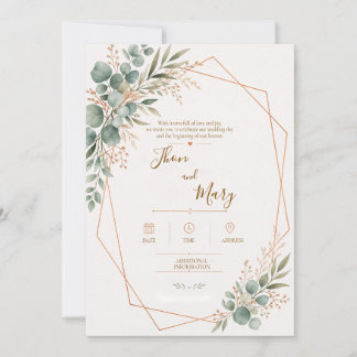 Convite de Casamento Moderno Rustico Floral Kaart