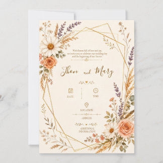Convite de Casamento Moderno Rustico Floral Kaart