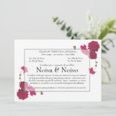 Convite de Casamento personalizável com flores. Kaart (Staand voorkant)