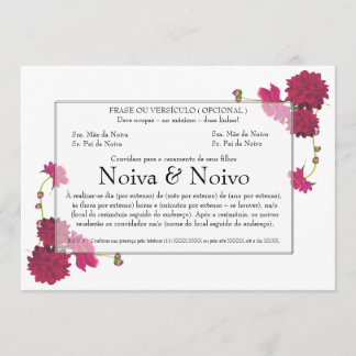 Convite de Casamento personalizável com flores. Kaart