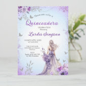 Convite  Quinceañera invitation Purple and Silver (Debout devant)