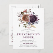 Convivial Boho Rustique Purple Floral Invitation (Devant / Derrière)