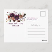 Convivial Boho Rustique Purple Floral Invitation (Dos)